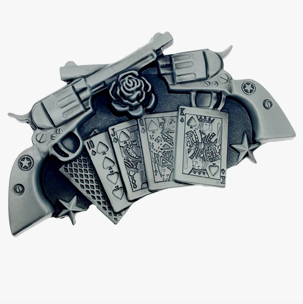 New fake pistol deck of cards belt Buckle